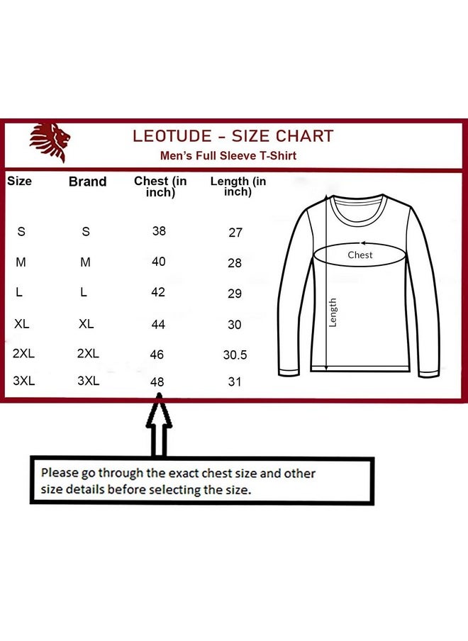 LEOTUDE - Men'S Regular Fit Cottonblend Full Sleeve Round Neck T-Shirt (18All_P_Navy_L) - Image 1