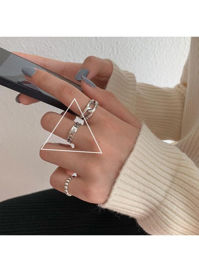 Generic S925 Sterling Silver Roman Numeral Open Index Finger Ring For Women Simple Trendy Internet Celebrity Personalized Ring Retro 