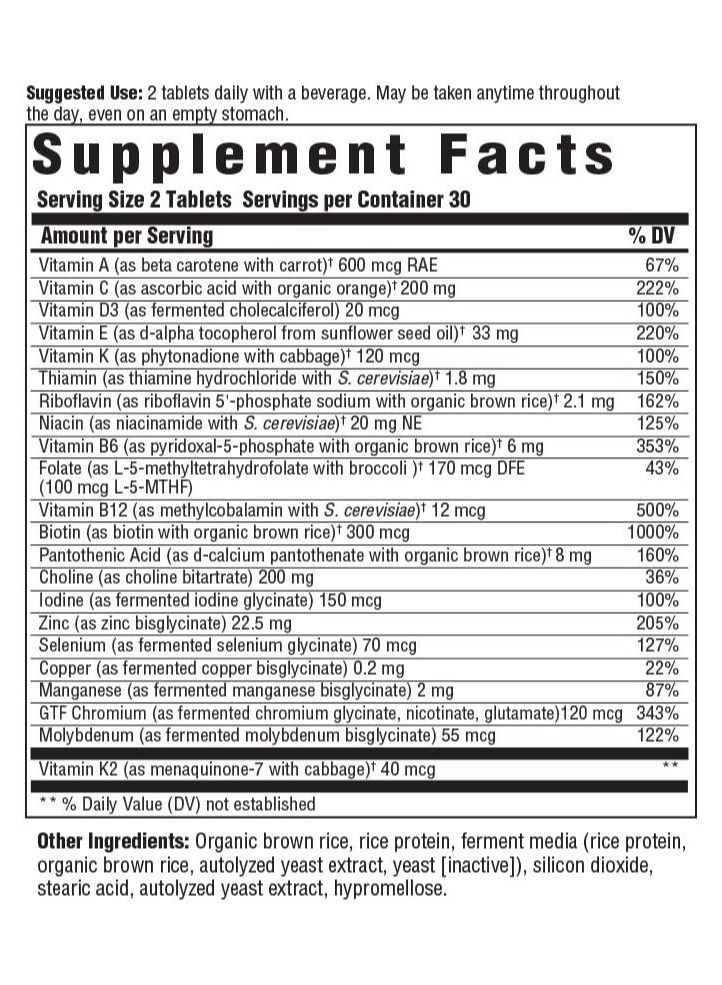 MegaFood Men's Multivitamin - With B vitamins for Cellular Energy Production & Choline to Support Cognitive Function - Non-GMO, Vegetarian & Made without Dairy and Soy - 60 Tabs (30 Servings)