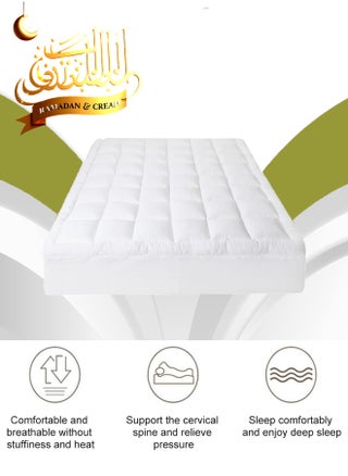 Mattress Topper Comfort Extra Thick  with Piping and Highly Elastic Bands 1100 GSM Soft and Firm Microfiber Cooling Mattress Pad Cover for Back Pain Size 180x200cm - pzsku/ZDCCDD3E2FCD76B09966FZ/45/_/1739859074/6a42eb83-e3f4-4286-b2d1-7d7d215a5e8b