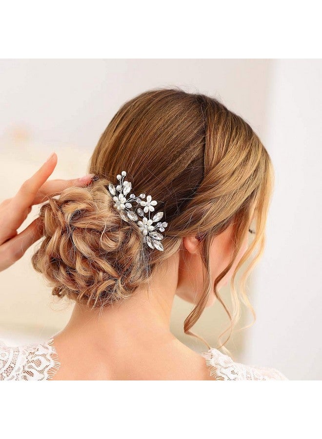 JAKAWIN JAKAWIN Bride Wedding Pearl Hair Pins Flower Hair Piece Rhinestone Bridal Hair Accessories for Women HP065 (Silver)  - Image 4