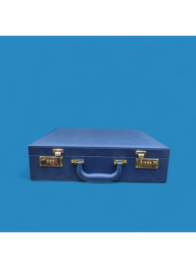 Al Seraj Jewelry Box Organizer for Women – Luxury Blue Leather Multi-Layer Jewellery Storage Case with Lock & Handle for Rings, Necklaces, Earrings, Bracelets & Bangles | Elegant Travel & Gift Display Box - Image 4