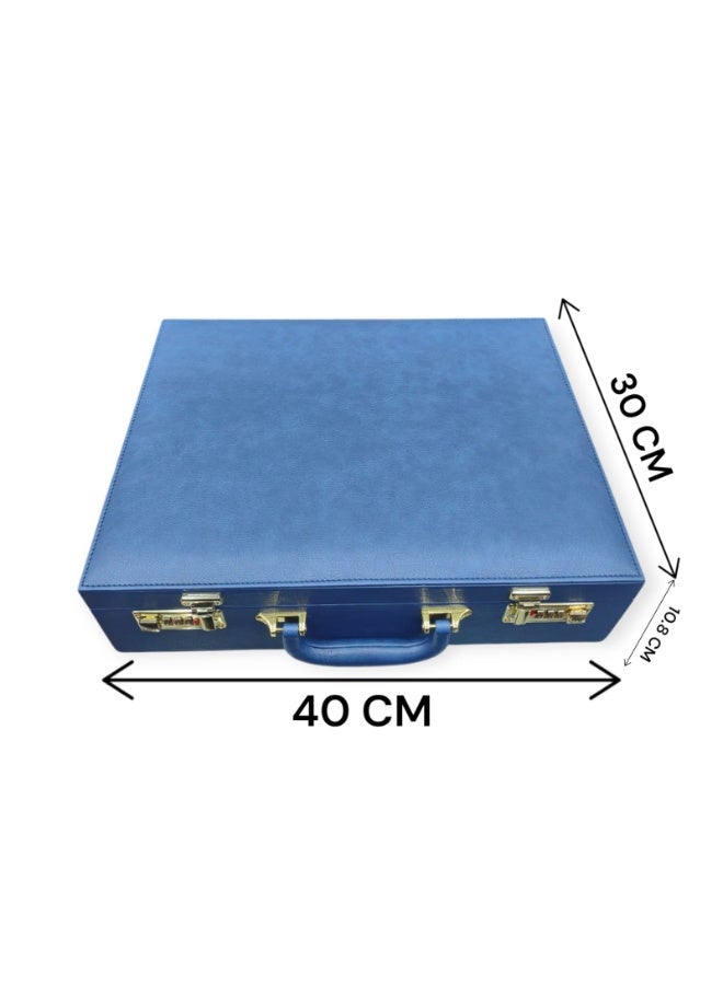 Al Seraj Jewelry Box Organizer for Women – Luxury Blue Leather Multi-Layer Jewellery Storage Case with Lock & Handle for Rings, Necklaces, Earrings, Bracelets & Bangles | Elegant Travel & Gift Display Box - Image 3
