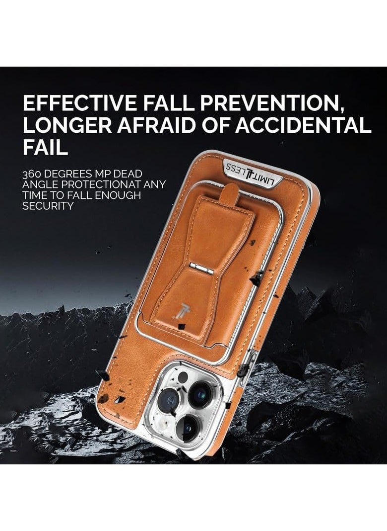 LIMITLESS Leather Case for iPhone 14 Pro with Detachable Card Holder and Stand, Back Protector Slim Fit, Soft Grip Leather Cover, Logo Cutouts, Anti-Scratch Full Phone Back Case with Shockproof, Dark Brown  - Image 5