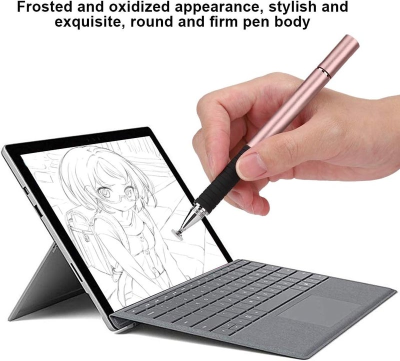 كلاراكو قلم لمس معدني بطرف قماشي، قلم لمس مزود بكوب شفط، قلم لمس محمول ومتين 2 في 1، مناسب للهواتف الذكية والأجهزة اللوحية للرسم والتلوين (ذهبي وردي) - Image 4