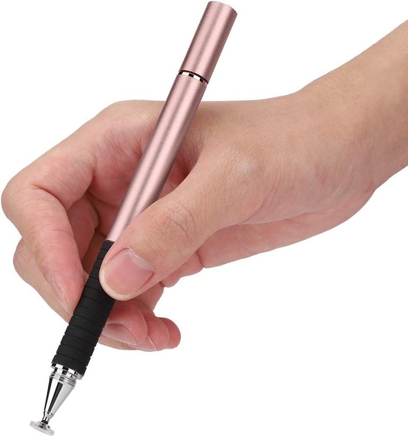 كلاراكو قلم لمس معدني بطرف قماشي، قلم لمس مزود بكوب شفط، قلم لمس محمول ومتين 2 في 1، مناسب للهواتف الذكية والأجهزة اللوحية للرسم والتلوين (ذهبي وردي) - Image 1