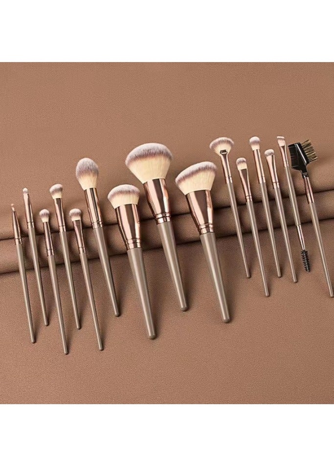 مجموعة فرش مكياج مكونة من 15 قطعة، فرشاة بودرة سائبة، فرشاة أحمر الخدود، فرشاة ظلال العيون، أدوات تجميل للمبتدئين - Image 1