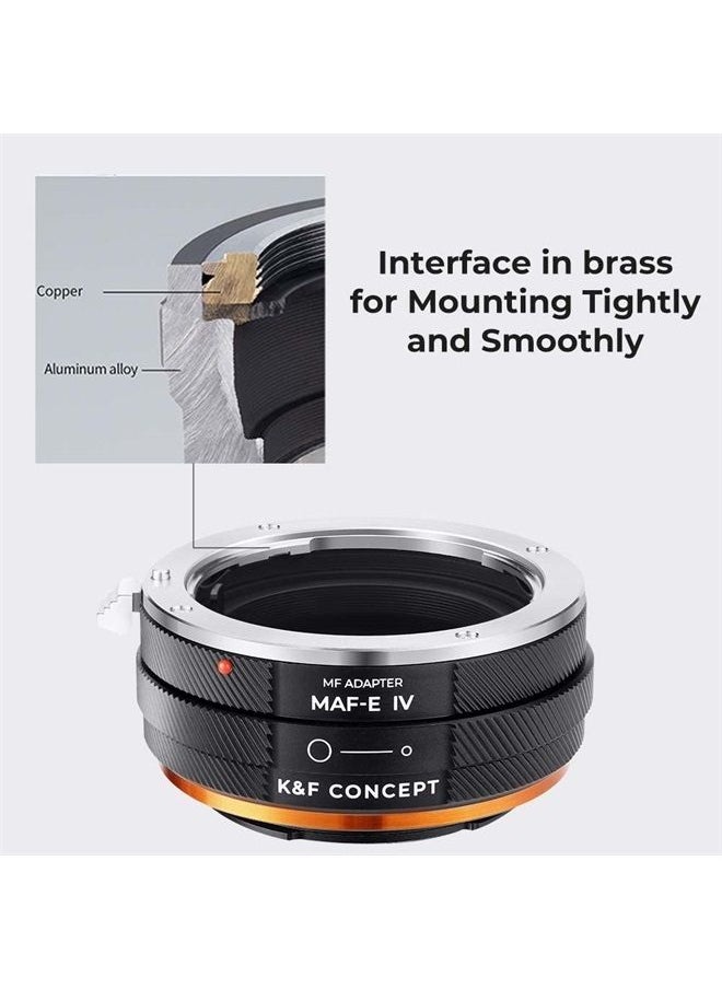 K&F Concept - IV PRO MAF-NEX Lens Mount Adapter Manual Focus Compatible with Minolta AF/Sony Alpha A Series Lens to Sony-E NEX Mount Camera Body with Matting Varnish Design - Image 1