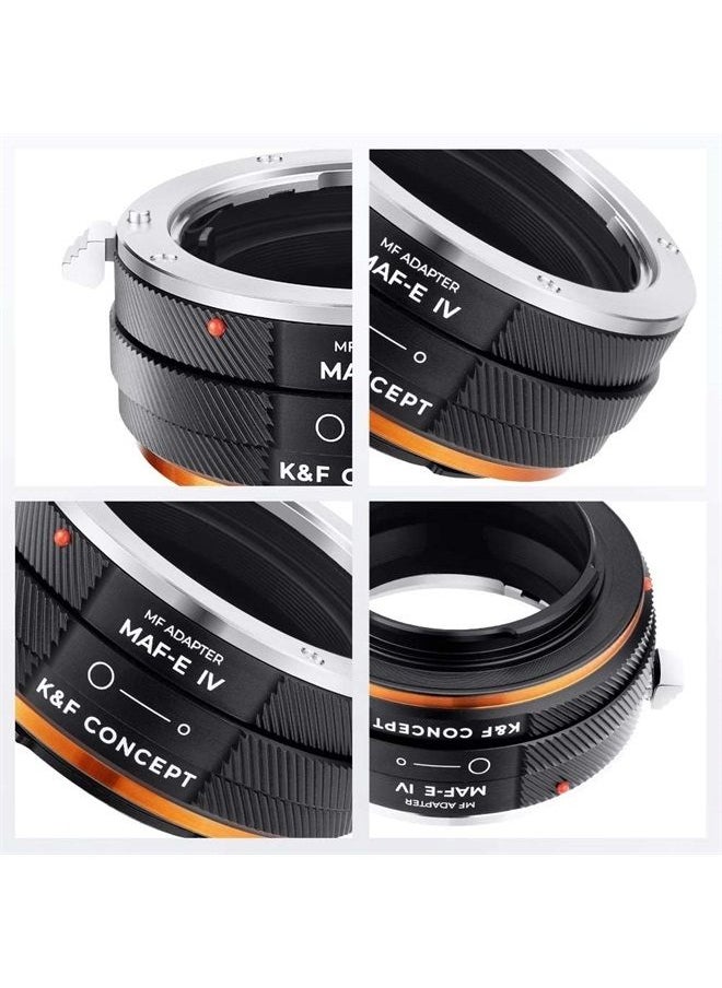 K&F Concept - IV PRO MAF-NEX Lens Mount Adapter Manual Focus Compatible with Minolta AF/Sony Alpha A Series Lens to Sony-E NEX Mount Camera Body with Matting Varnish Design - Image 1