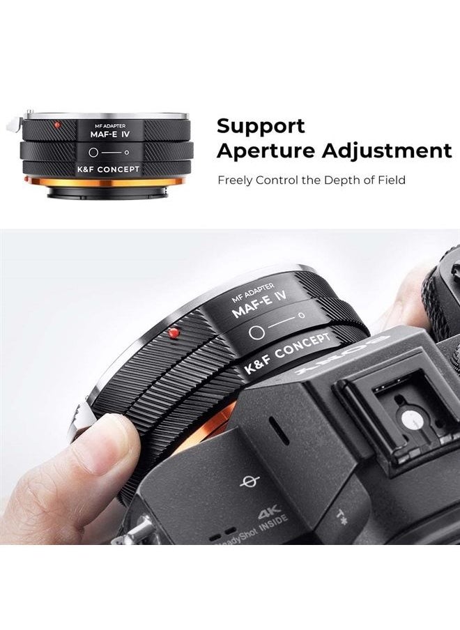 K&F Concept - IV PRO MAF-NEX Lens Mount Adapter Manual Focus Compatible with Minolta AF/Sony Alpha A Series Lens to Sony-E NEX Mount Camera Body with Matting Varnish Design - Image 1