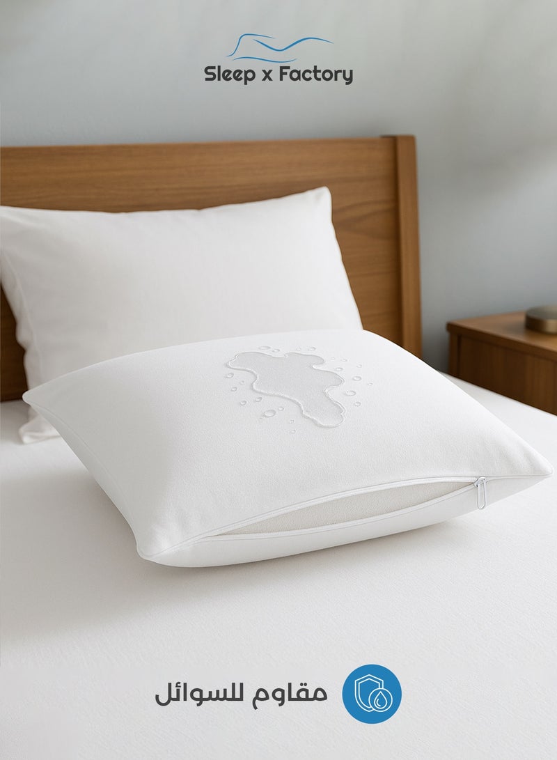Sleep x Factory Premium Waterproof Pillow Protector – Soft Polyester Cover – TPU Inner Layer – Hypoallergenic – 1 / 2 / 4 / 8-Pack – 55×75 cm – Zippered Enclosure - Image 5
