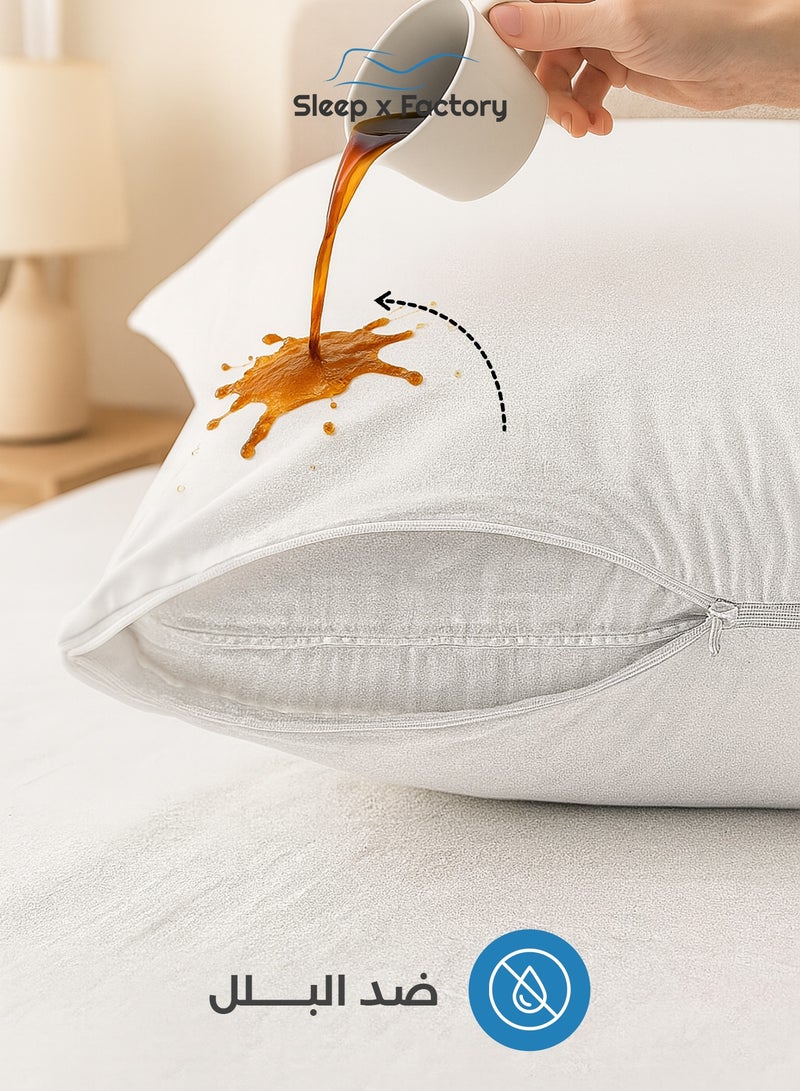 Sleep x Factory Premium Waterproof Pillow Protector – Soft Polyester Cover – TPU Inner Layer – Hypoallergenic – 1 / 2 / 4 / 8-Pack – 55×75 cm – Zippered Enclosure - Image 4