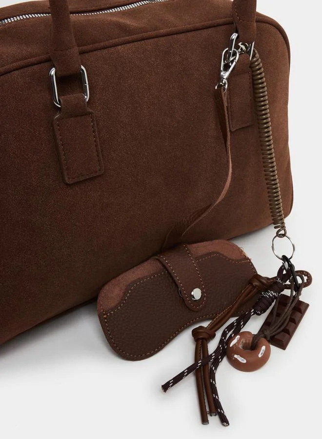 Styli Styli Coffee Brown Suede Look Shoulder Bag