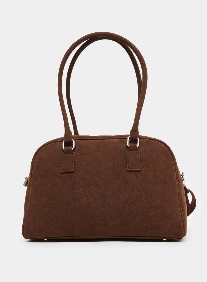 Styli Styli Coffee Brown Suede Look Shoulder Bag