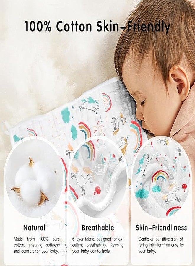 ZILDERO Pack of 6 Baby Face Towel Baby Burp Cloth Muslin Washcloth, Natural Handkerchief Reusable Wipes Wash Mitts Organic Face Towels for Newborn Baby Sensitive Skin (25 * 50 CM) - Image 3