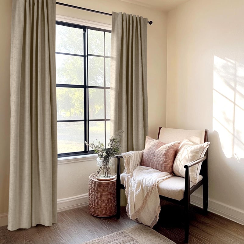 100% Blackout Shield Linen Blackout Curtains for Bedroom 108 Inches Long, Back Tab/Rod Pocket Living Room Drapes, Thermal Insulated Blackout Curtains 2 Panels Set, 50" W x 108" L, Plaza Taupe - Image 5