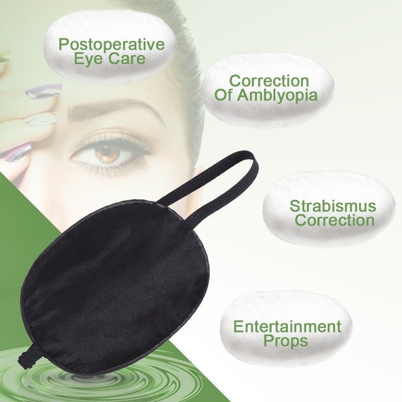 ewinever Pure Silk Eye Patch For Adults, Amblyopia Obscure Astigmatism Training Strabismus Correction Black - Image 5