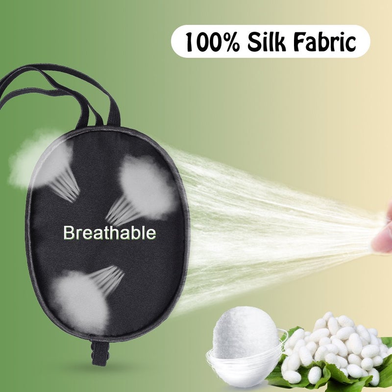 ewinever Pure Silk Eye Patch For Adults, Amblyopia Obscure Astigmatism Training Strabismus Correction Black - Image 2