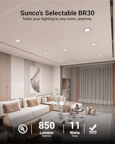 Sunco Lighting Sunco 12 Pack BR30 Light Bulbs LED, Recessed Can Light Bulbs, Indoor Flood Bulb, 850 LM, 11W (65W Equivalent), Selectable CCT 2700K/3000K/5000K, Dimmable, E26 Base, for Home, Kitchen, Bedroom UL - Image 4