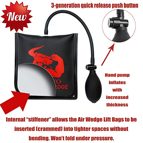 PAFOWO Improved 3 Piece Commercial Grade Air Wedge Bag Pump Professional Leveling Kit & Alignment Tool Inflatable Shim Bag. 3 Sizes(Small, Medium, Large) for a Variety of Jobs. 300 LB Rating - Image 3