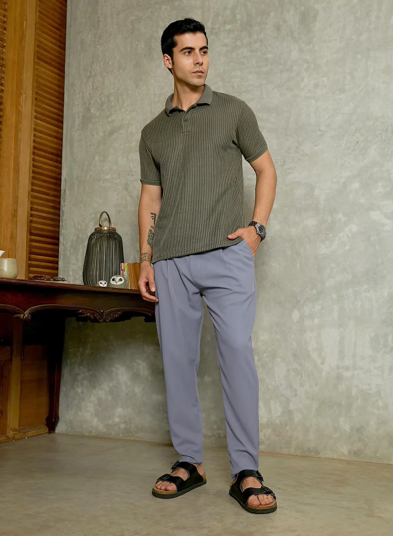 Campus Sutra  Men's Moon Grey Tailored Chino Trousers for Men | Best Price UAE