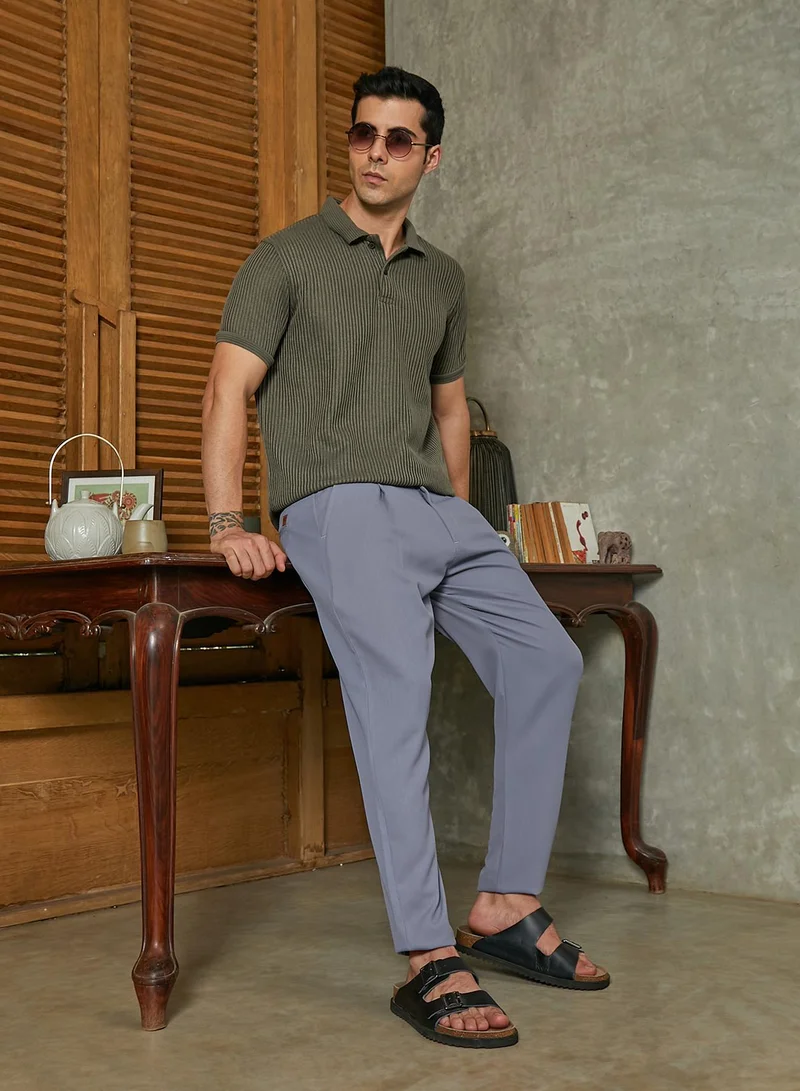 Campus Sutra  Men's Moon Grey Tailored Chino Trousers for Men | Best Price UAE