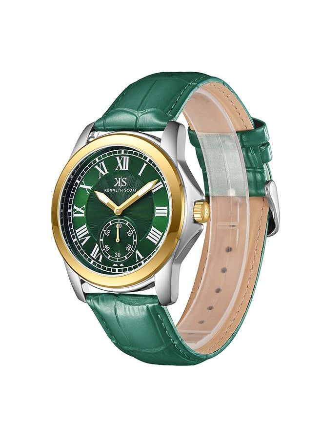 KENNETH SCOTT Kenneth Scott K24018-TLHH Men's Analog Display Watch & Leather  Strap Green  - Image 2