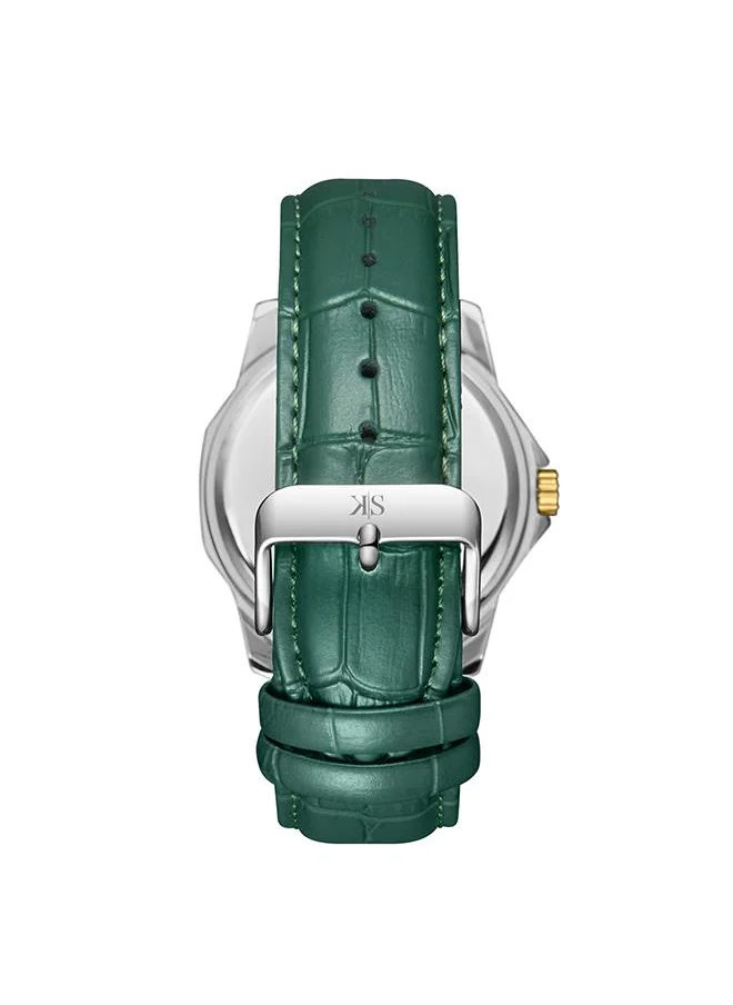 KENNETH SCOTT Kenneth Scott K24018-TLHH Men's Analog Display Watch & Leather  Strap Green