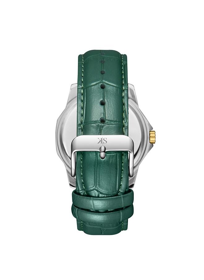 KENNETH SCOTT Kenneth Scott K24018-TLHH Men's Analog Display Watch & Leather  Strap Green  - Image 1