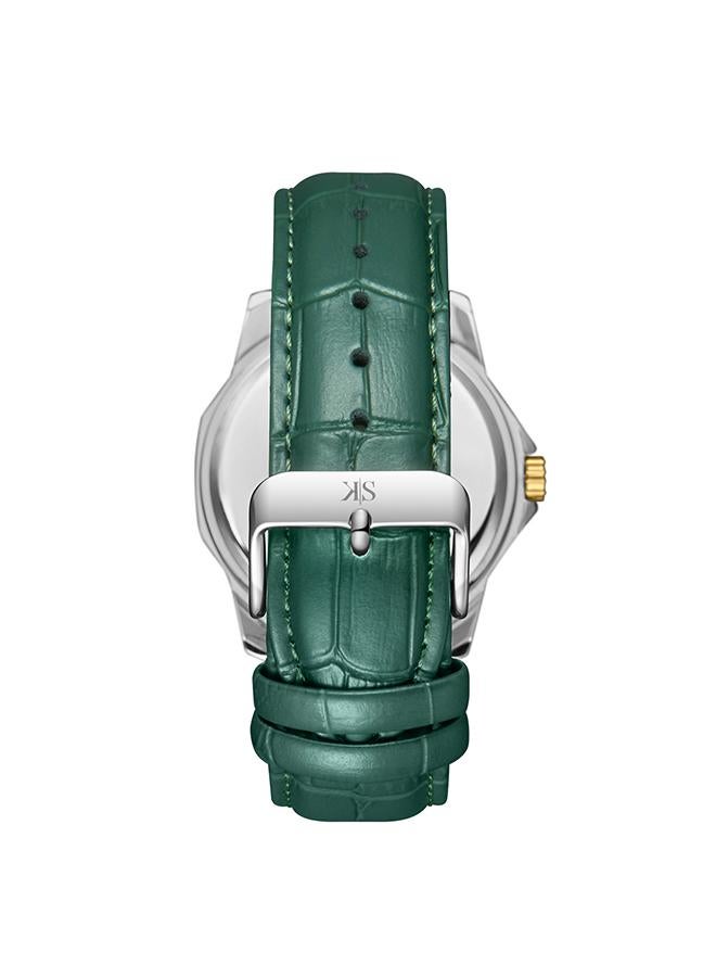 كينيث سكوت ساعة يد رجالية كينيث سكوت - بعقارب وسوار جلد أخضر - Image 2