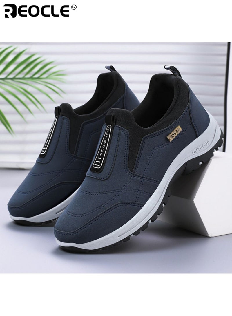 ريوكل أحذية المشي لمسافات طويلة للرجال نعل سميك مبطن قماش مسامي الجزء العلوي خفيف الوزن ومريح للمشي في الهواء الطلق ملابس غير رسمية والمشي لمسافات طويلة تصميم إصبع القدم المستدير أحذية آمنة - Image 5