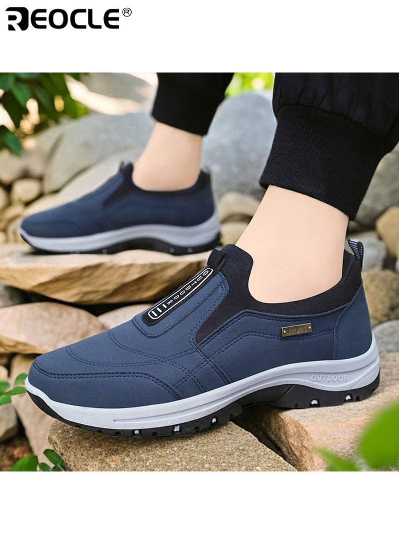 ريوكل أحذية المشي لمسافات طويلة للرجال نعل سميك مبطن قماش مسامي الجزء العلوي خفيف الوزن ومريح للمشي في الهواء الطلق ملابس غير رسمية والمشي لمسافات طويلة تصميم إصبع القدم المستدير أحذية آمنة - Image 3