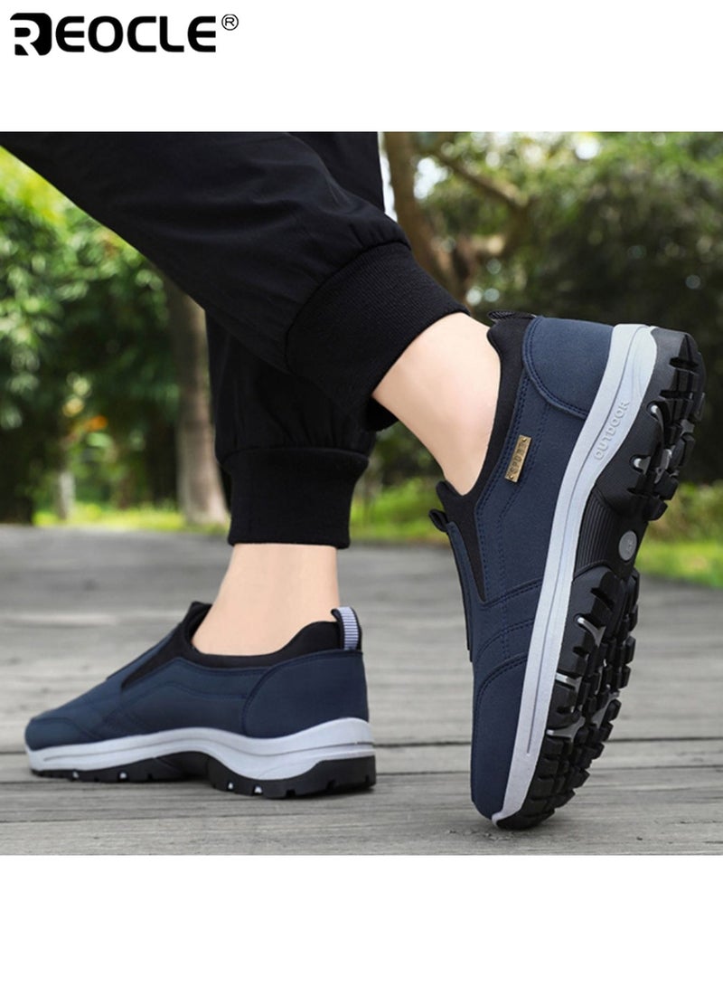 ريوكل أحذية المشي لمسافات طويلة للرجال نعل سميك مبطن قماش مسامي الجزء العلوي خفيف الوزن ومريح للمشي في الهواء الطلق ملابس غير رسمية والمشي لمسافات طويلة تصميم إصبع القدم المستدير أحذية آمنة - Image 4