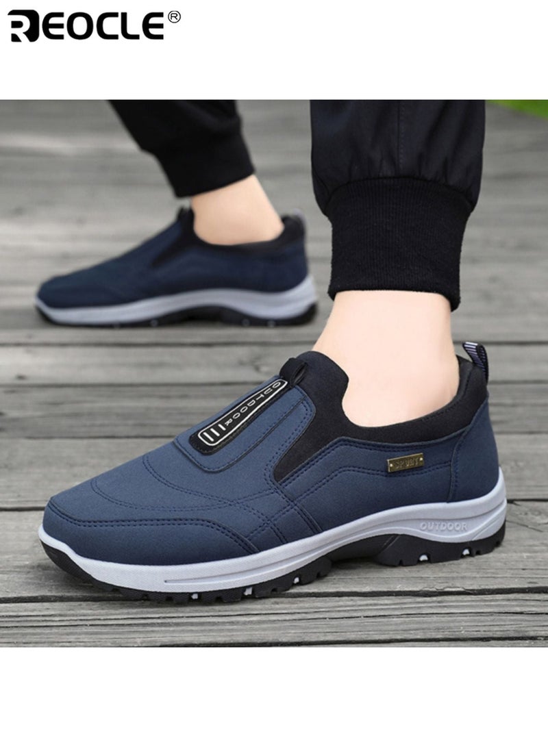 REOCLE Men's Slip on Hiking Shoes Thick Cushioned Sole Breathable Cloth Upper Lightweight and Comfortable for Outdoor Walking Casual Wear and Hiking Round Toe Design Secure Fit Footwear - Image 1