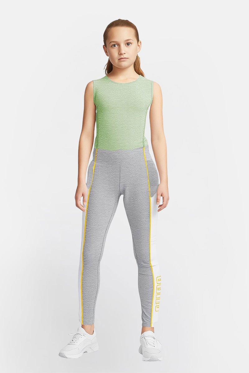 PUMA Kids Girl Sportswear Fit Training Leggings, Heather Grey - Image 1