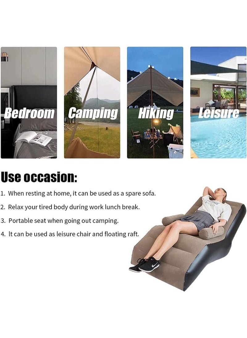 Inflatable Lazy Sofa Chair Foldable Lounge Chair with Armrests for Living Room, Bedroom, Office,Travel, Camping - Image 5