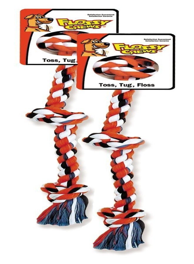 MAMMOTH Flossy Chews Cottonblend Color 3-Knot Rope Tug, Small, 15-Inch (2 Pack)