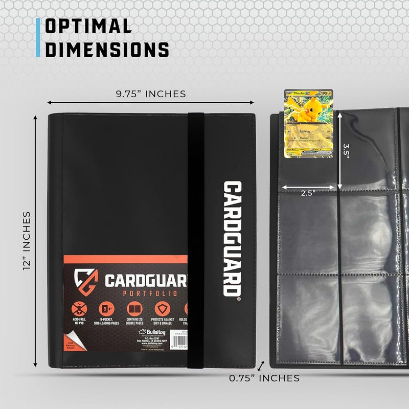 Card Guard Trading Card Binder Pro-Folio – 9 Pocket Binder - Side-Loading Album, Durable & Acid-Free Storage for Pokémon, YuGiOh, MTG, TCG, Game & Sports Cards, Black - Image 4
