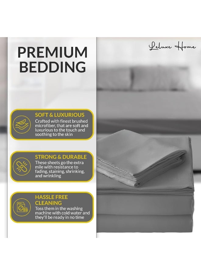 Leluxe Home Full Size Sheets Set of 4-100% Microfiber Full Size Bed Sheets with Extra Soft and Wrinkle Free - Set of 4 Sheets for Full Size Bed with Deep Pockets - White