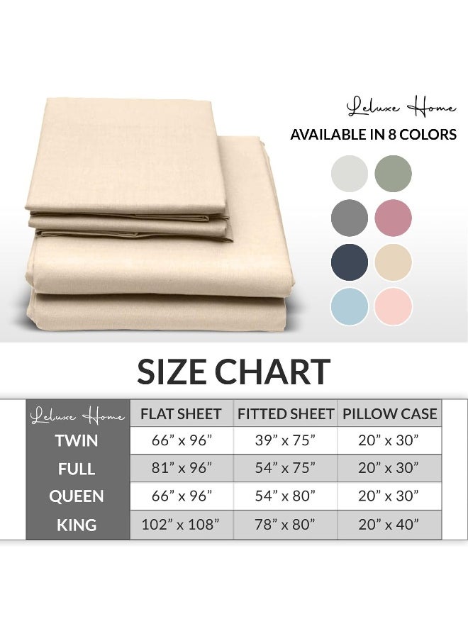 Leluxe Home Full Size Sheets Set of 4-100% Microfiber Full Size Bed Sheets with Extra Soft and Wrinkle Free - Set of 4 Sheets for Full Size Bed with Deep Pockets - White