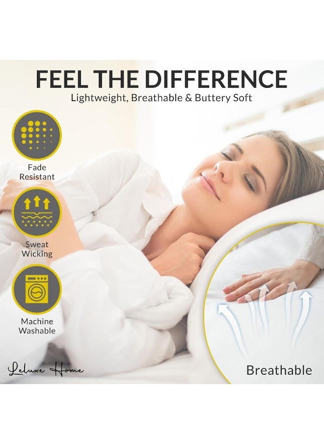 Leluxe Home Full Size Sheets Set of 4-100% Microfiber Full Size Bed Sheets with Extra Soft and Wrinkle Free - Set of 4 Sheets for Full Size Bed with Deep Pockets - White