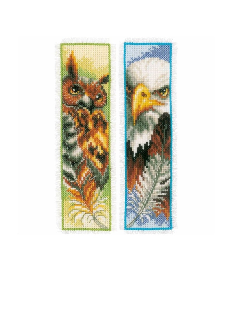 Cross Counted Cross Stitch Kit 2.4in x 8in Eagle & Owl - Image 1