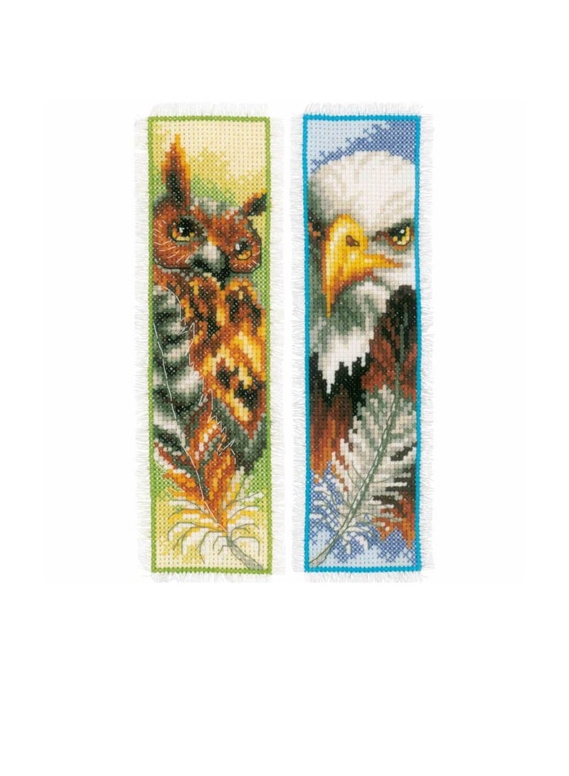 Cross Counted Cross Stitch Kit 2.4in x 8in Eagle & Owl - Image 2