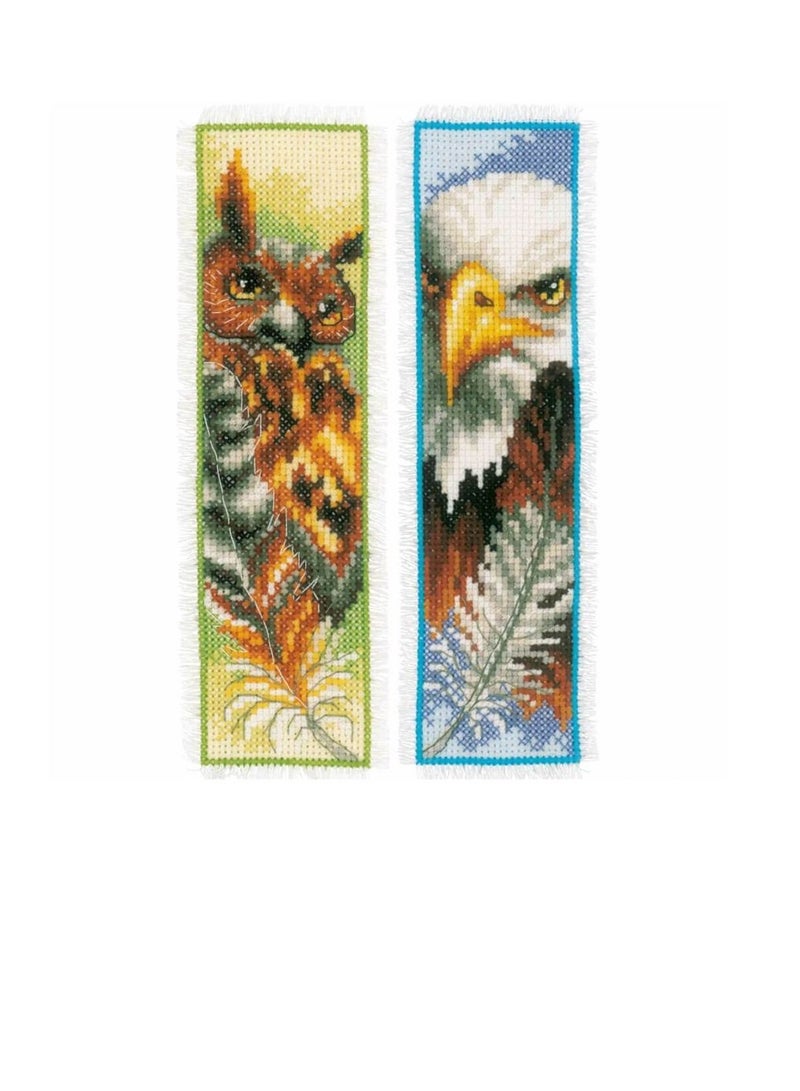 Cross Counted Cross Stitch Kit 2.4in x 8in Eagle & Owl - Image 3