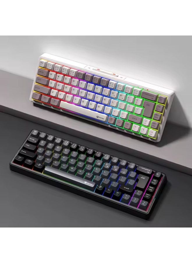 ميشين لوحة مفاتيح الألعاب الميكانيكية اللاسلكية MEETION MK12 RGB المزودة بـ 68 مفتاحًا مع إمكانية التبديل السريع 2.4G/BT5.0/اتصال سلكي ثلاثي الأوضاع، لوحة مفاتيح الألعاب الميكانيكية الصغيرة  - Image 5