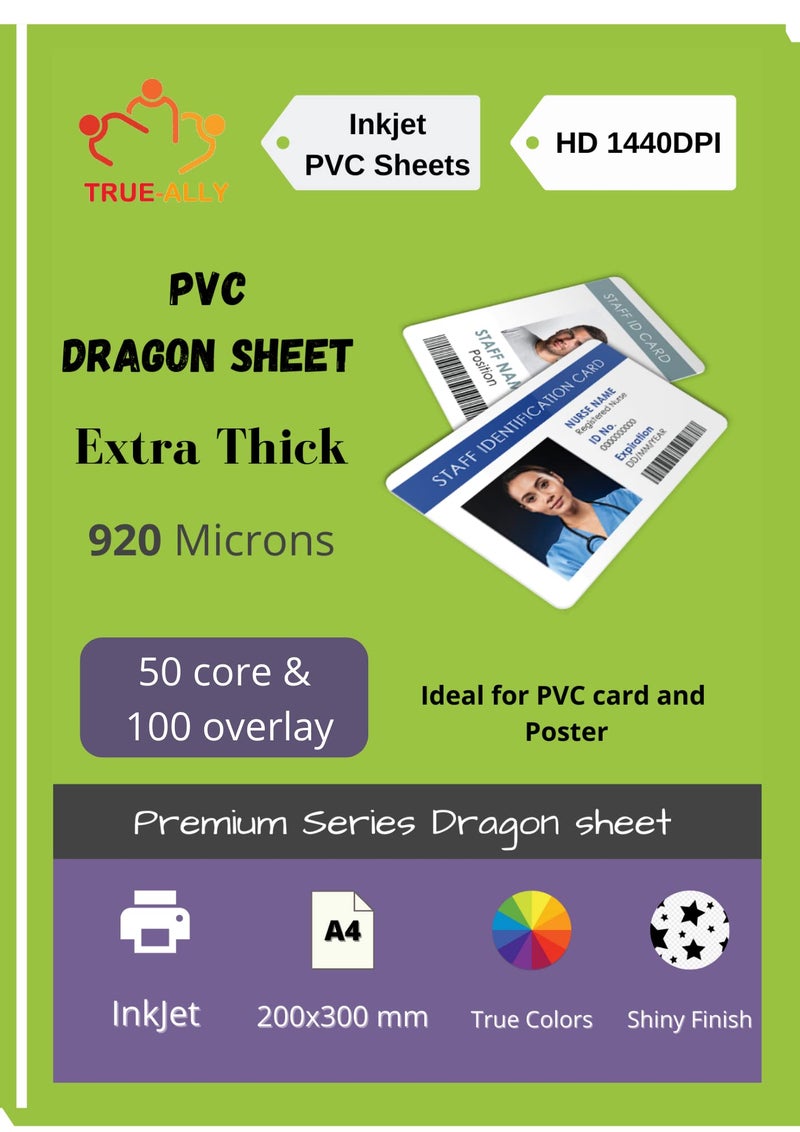 True-Ally Premium Extra thick PVC Lamination Dragon Sheet A4 Size 920 Micron for PVC Aadhar, Photos, ID card (Set of 50 Cores and 100 Overlays) - Image 4