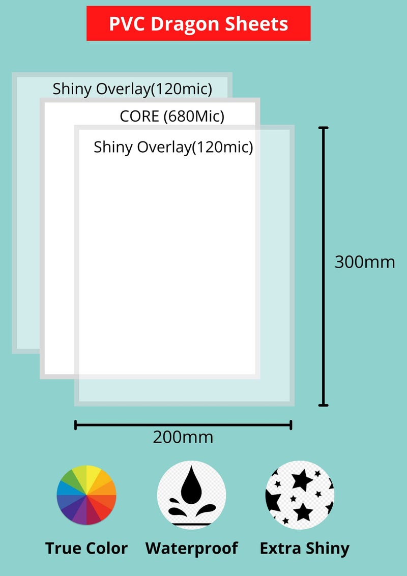 True-Ally Premium Extra thick PVC Lamination Dragon Sheet A4 Size 920 Micron for PVC Aadhar, Photos, ID card (Set of 50 Cores and 100 Overlays) - Image 2