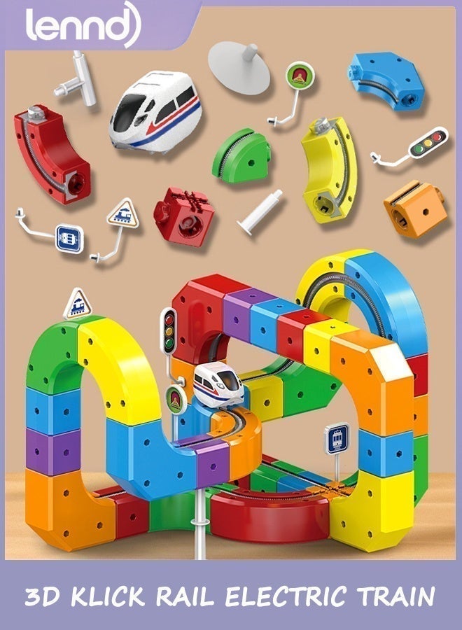 لينند مجموعة قطار كهربائي ثلاثي الأبعاد، مسار سباق مرن سحري للأطفال من عمر 3 إلى 8 سنوات، 83 قطعة، كتلة مسار سيارة سباق مضادة للجاذبية، لعبة تعليمية STEM للأولاد والبنات وأعياد الميلاد - Image 2