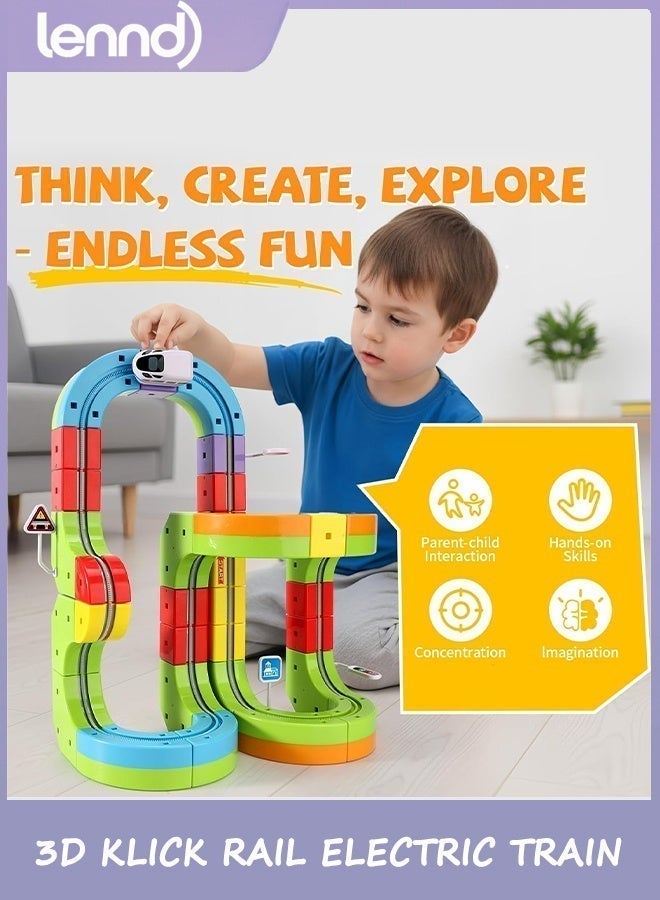 لينند مجموعة قطار كهربائي ثلاثي الأبعاد، مسار سباق مرن سحري للأطفال من عمر 3 إلى 8 سنوات، 83 قطعة، كتلة مسار سيارة سباق مضادة للجاذبية، لعبة تعليمية STEM للأولاد والبنات وأعياد الميلاد - Image 5