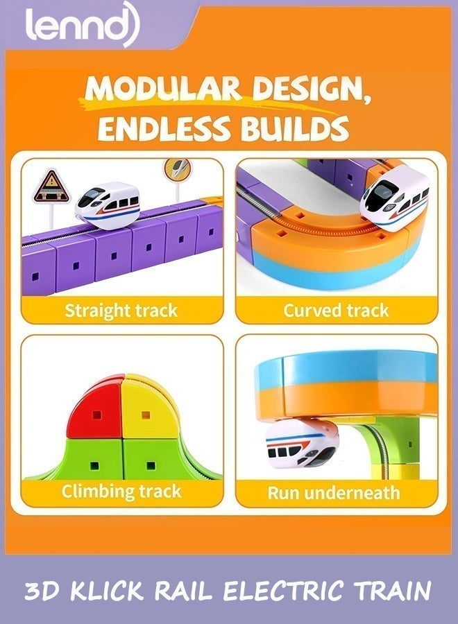 لينند مجموعة قطار كهربائي ثلاثي الأبعاد، مسار سباق مرن سحري للأطفال من عمر 3 إلى 8 سنوات، 83 قطعة، كتلة مسار سيارة سباق مضادة للجاذبية، لعبة تعليمية STEM للأولاد والبنات وأعياد الميلاد - Image 3